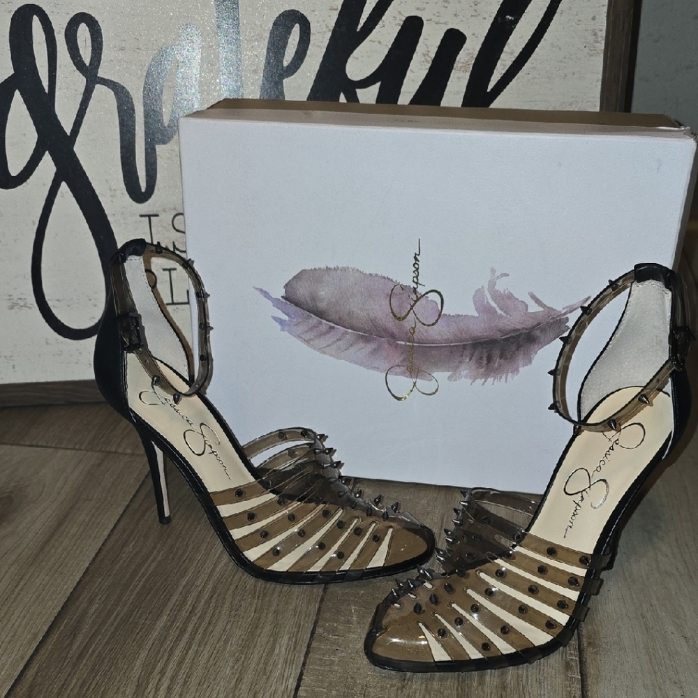 Jessica Simpson Black and Transparent Heels